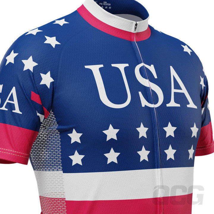 Men's American Stars and Stripes Short Sleeve Cycling Jersey