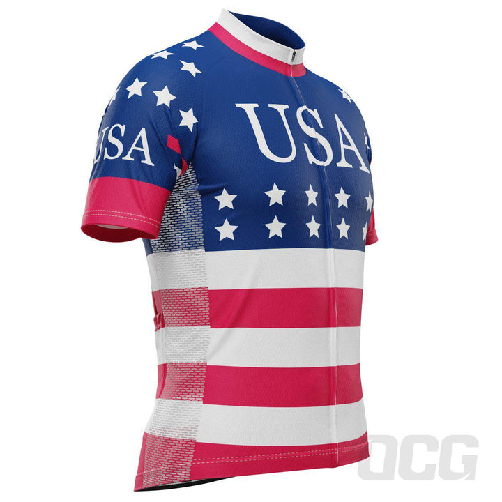 Men's American Stars and Stripes Short Sleeve Cycling Jersey