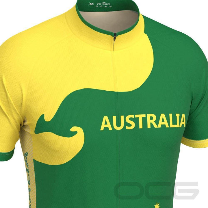 Men's Australia Green & Gold Kangaroo Short Sleeve Cycling Jersey - Online Cycling Gear