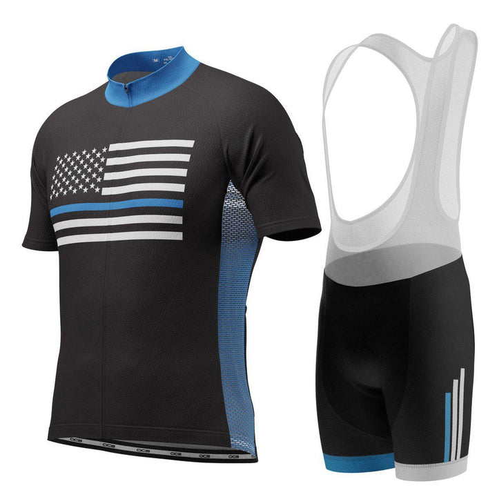 Men's Blue American Flag Pro-Band Short Sleeve Cycling Kit