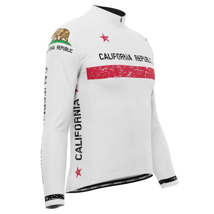 Men's California Republic Flag Long Sleeve Cycling Jersey