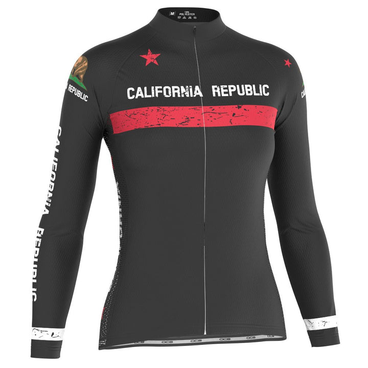 Women's California Republic Flag Long Sleeve Cycling Jersey