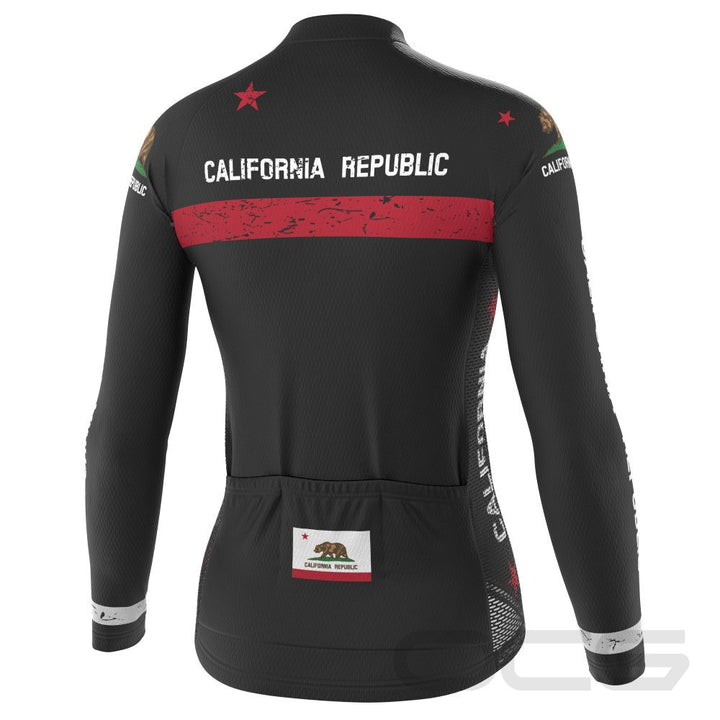 Women's California Republic Flag Long Sleeve Cycling Jersey