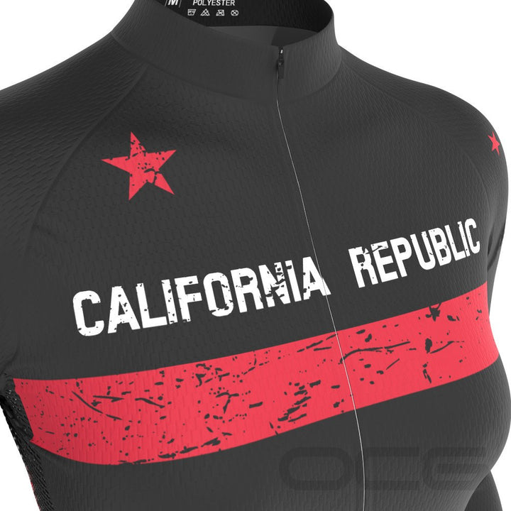 Women's California Republic Flag Long Sleeve Cycling Jersey