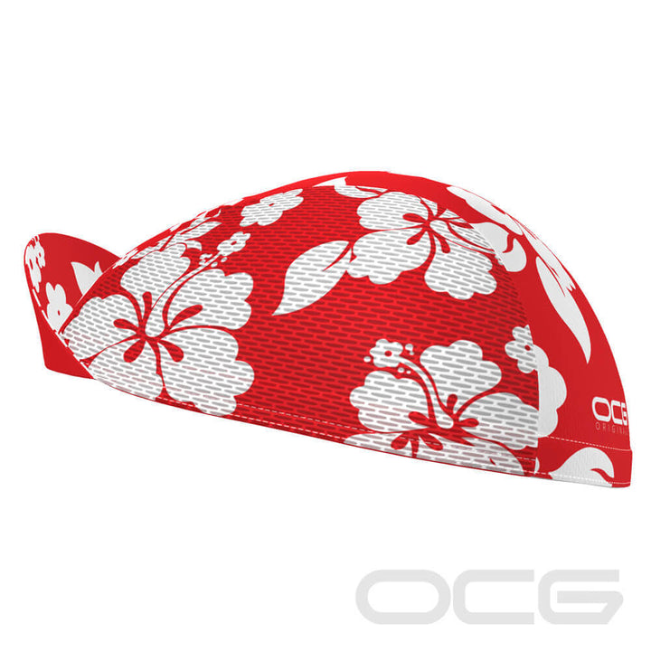 Red Hawaiian Hibiscus Quick-Dry Cycling Cap