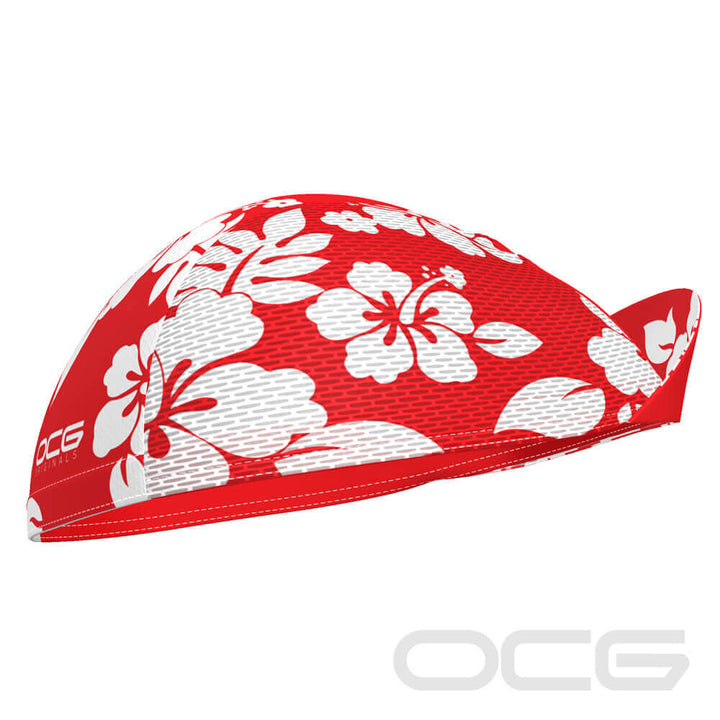 Red Hawaiian Hibiscus Quick-Dry Cycling Cap