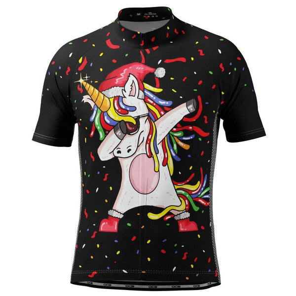 Men's Dabbing Santa Unicorn Short Sleeve Cycling Jersey