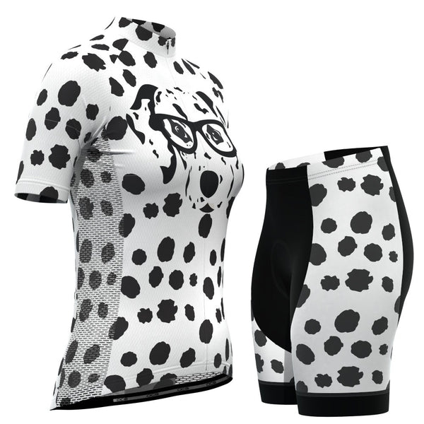 Women's Dalmatian Dog Short Sleeve Cycling Kit