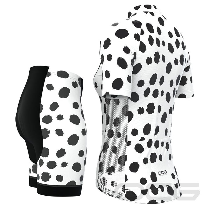 Women's Dalmatian Dog Short Sleeve Cycling Kit