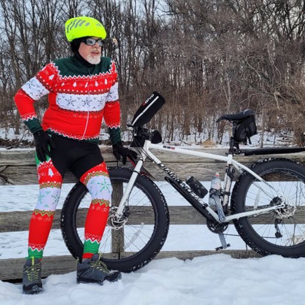 Men's Ugly Christmas Sweater Gel Padded Cycling Bib Tights