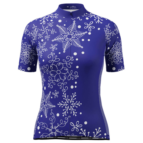 Women's Festive Snowflake Short Sleeve Cycling Jersey