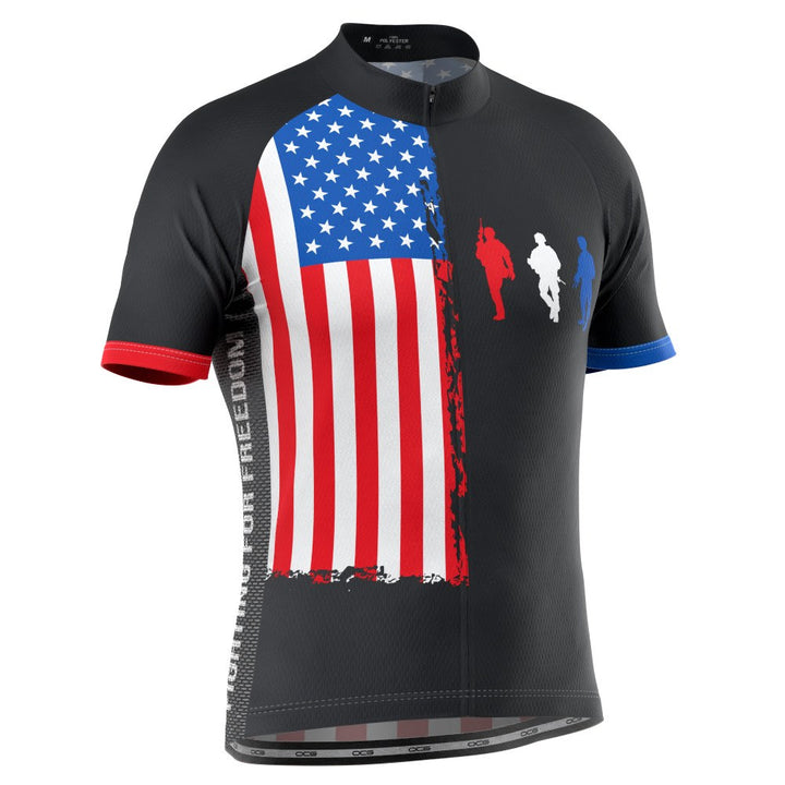 Men's Fight For Freedom USA Flag Short Sleeve Cycling Jersey