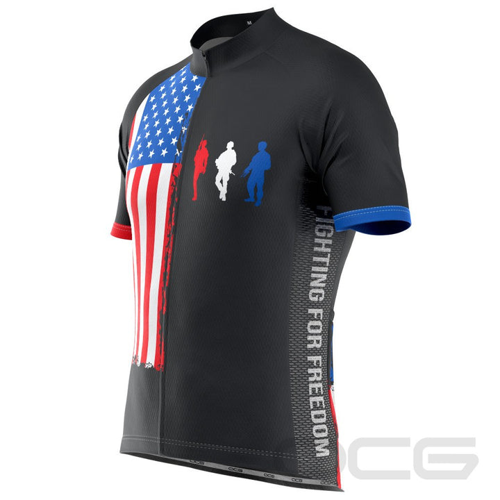 Men's Fight For Freedom USA Flag Short Sleeve Cycling Jersey