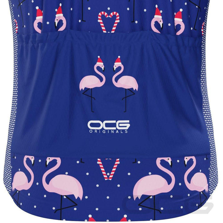 Men's Flamingo Santa Short Sleeve Cycling Jersey