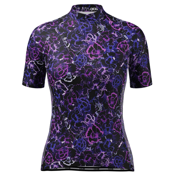 Women's Floral Dark Neon Short Sleeve Cycling Jersey