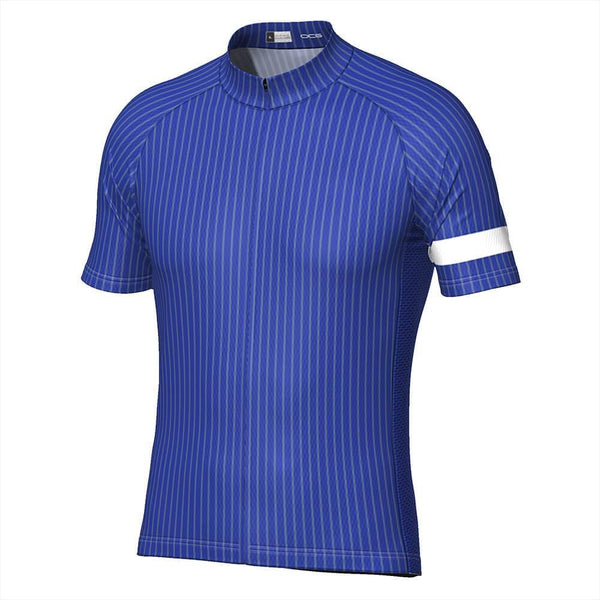 Men's Blue Stripe Banded Short Sleeve Cycling Jersey