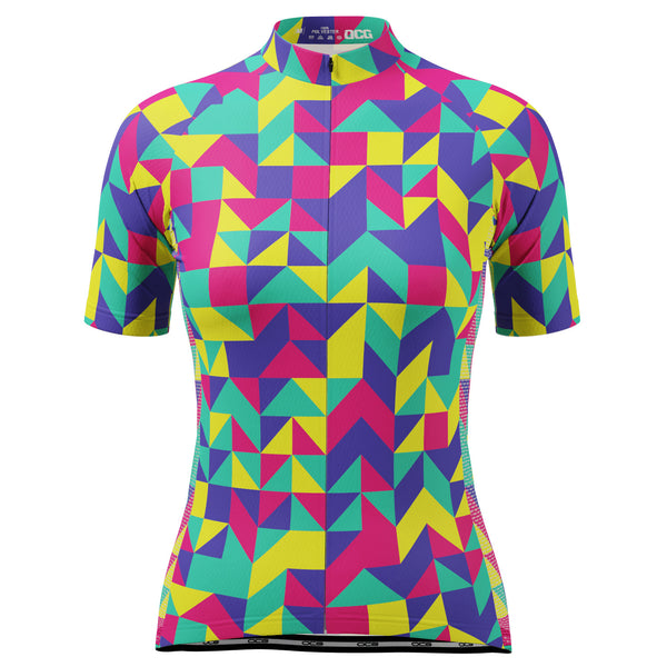 Women's High Viz Neon Geometry Short Sleeve Cycling Jersey