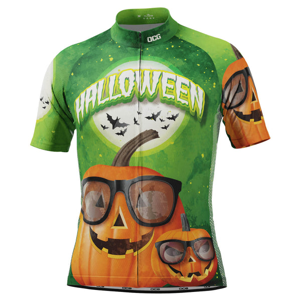 Men's Halloween Pumpkin Glasses Short Sleeve Cycling Jersey