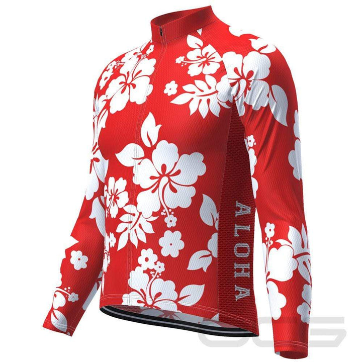 Men's Hawaiian Shirt Aloha Floral Long Sleeve Cycling Jersey