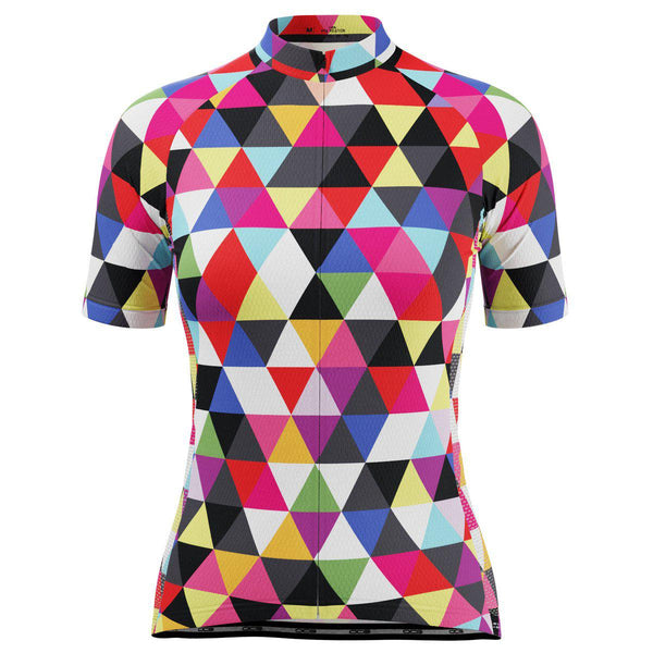 Women's High Viz Color Triangles Short Sleeve Cycling Jersey