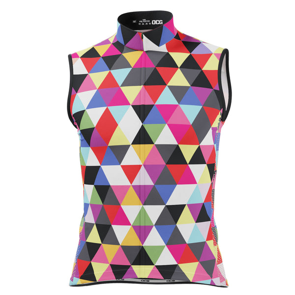 Men's High Viz Color Triangles Sleeveless Tech Cycling Jersey