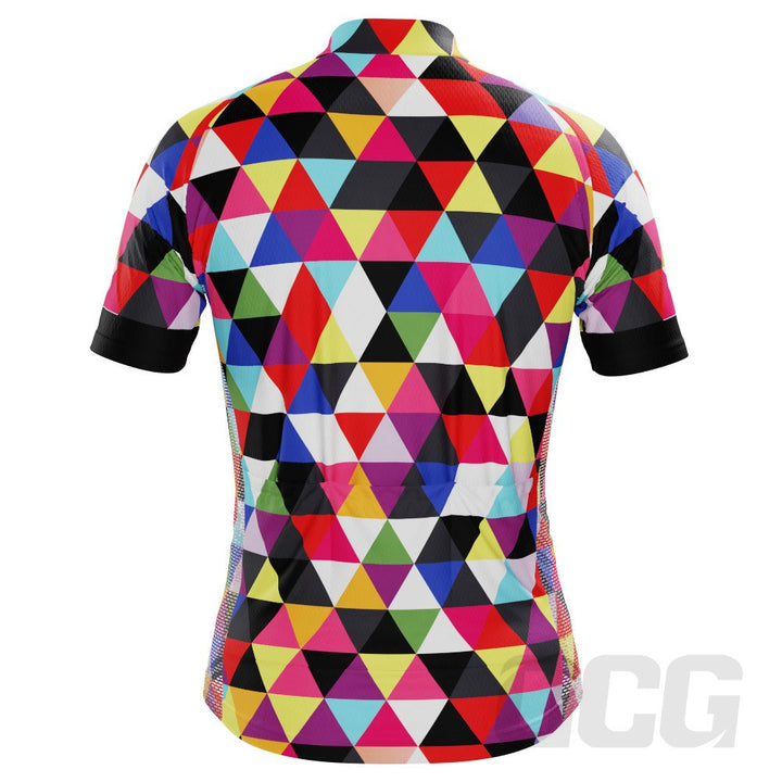 Men's High Viz Color Triangles Short Sleeve Cycling Jersey