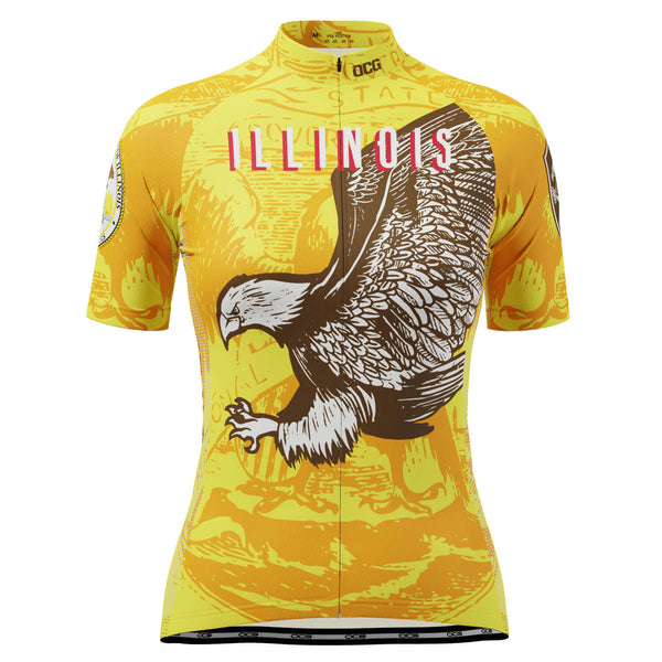 Women's Illinois US State Icon Short Sleeve Cycling Jersey