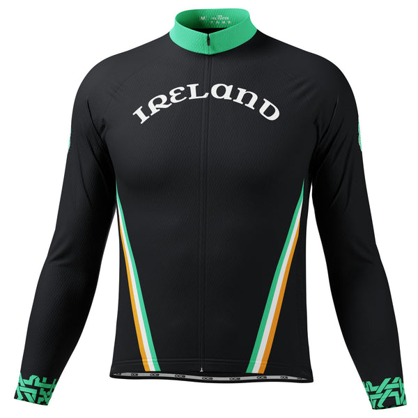 Men's Ireland Eire Shamrock National Flag Long Sleeve Cycling Jersey