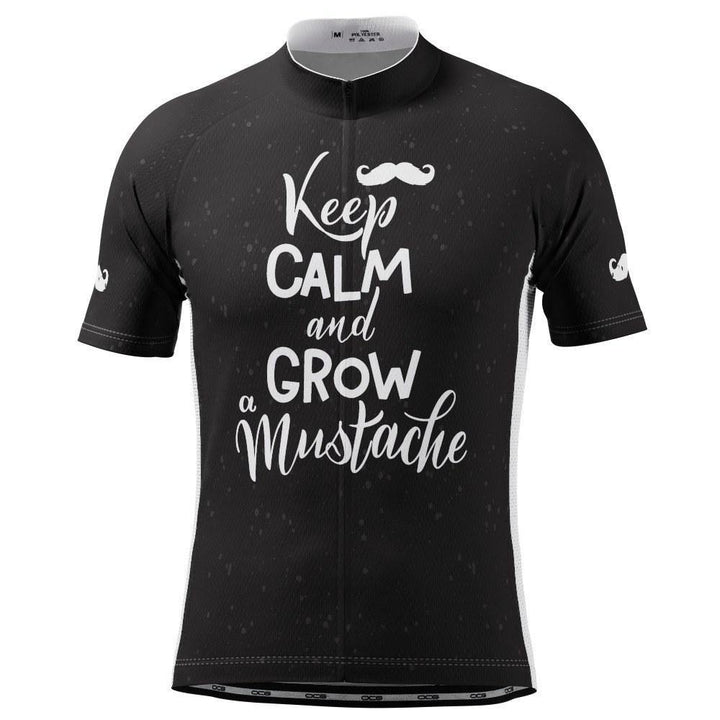 Men's Keep Calm Mustache Short Sleeve Cycling Jersey