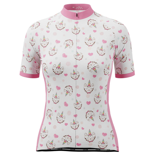 Women's Kitty Corn Unicorn Short Sleeve Cycling Jersey