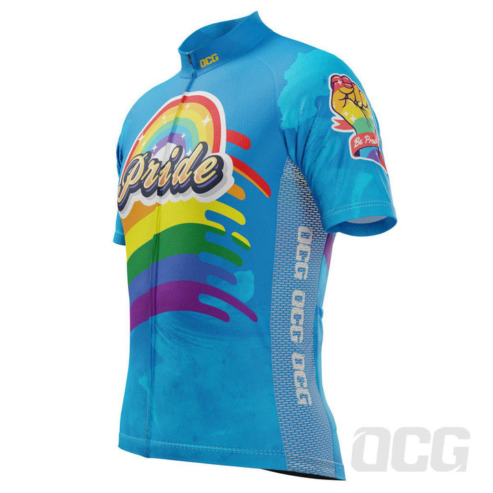 Men's LGBT Pride Rainbow Flag Short Sleeve Cycling Jersey
