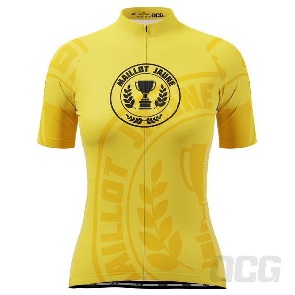 Women's Tour de France Yellow Leaders Maillot Jaune Short Sleeve Cycling Jersey