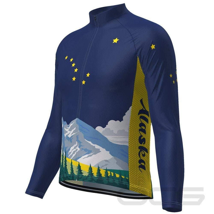 Men's Alaska Flag Long Sleeve Cycling Jersey