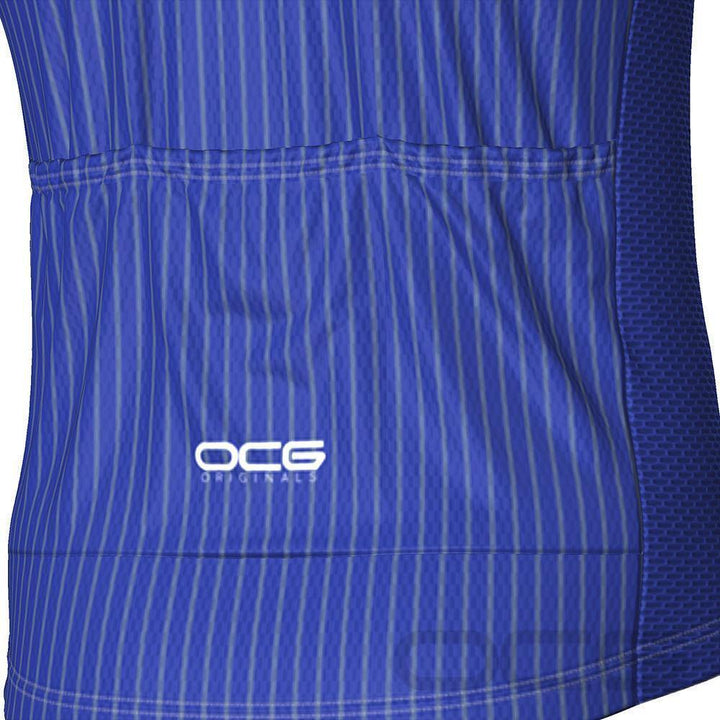 Men's Blue Stripe Banded Short Sleeve Cycling Jersey