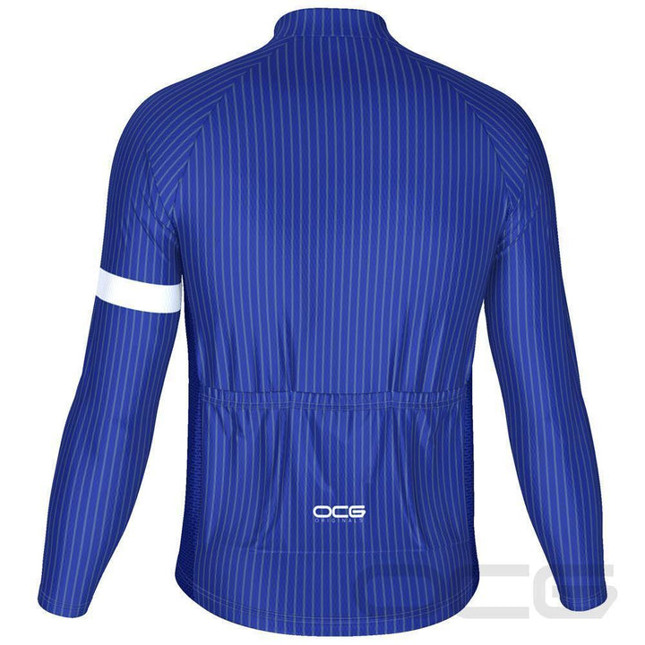 Men's Blue Stripe Banded Long Sleeve Cycling Jersey