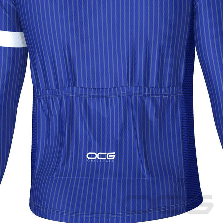 Men's Blue Stripe Banded Long Sleeve Cycling Jersey