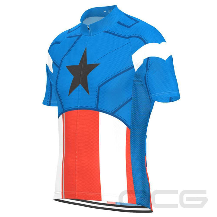 Men's The Captain USA Flag Short Sleeve Cycling Jersey