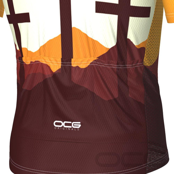 Men's Three Cross Christian Faith Short Sleeve Cycling Jersey