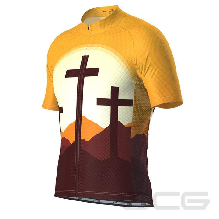 Men's Three Cross Christian Faith Short Sleeve Cycling Jersey