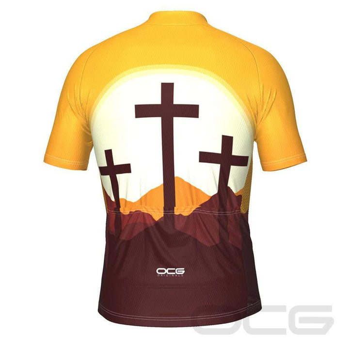 Men's Three Cross Christian Faith Short Sleeve Cycling Jersey