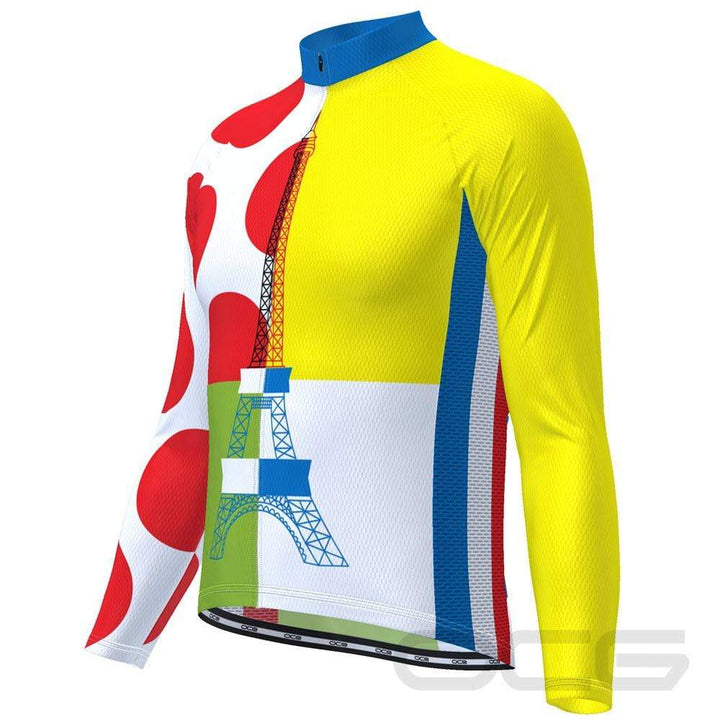 Men's Tour de France Leaders KOM Sprinters Long Sleeve Cycling Jersey