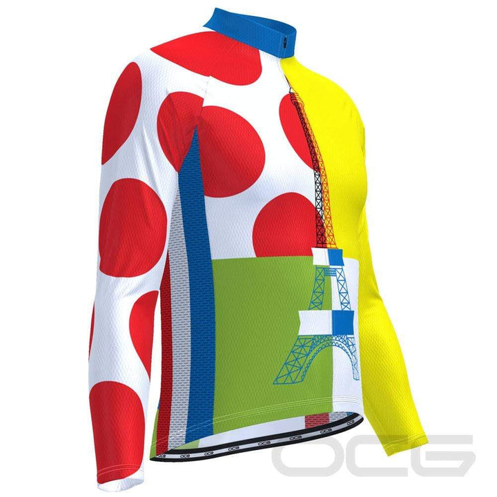 Men's Tour de France Leaders KOM Sprinters Long Sleeve Cycling Jersey