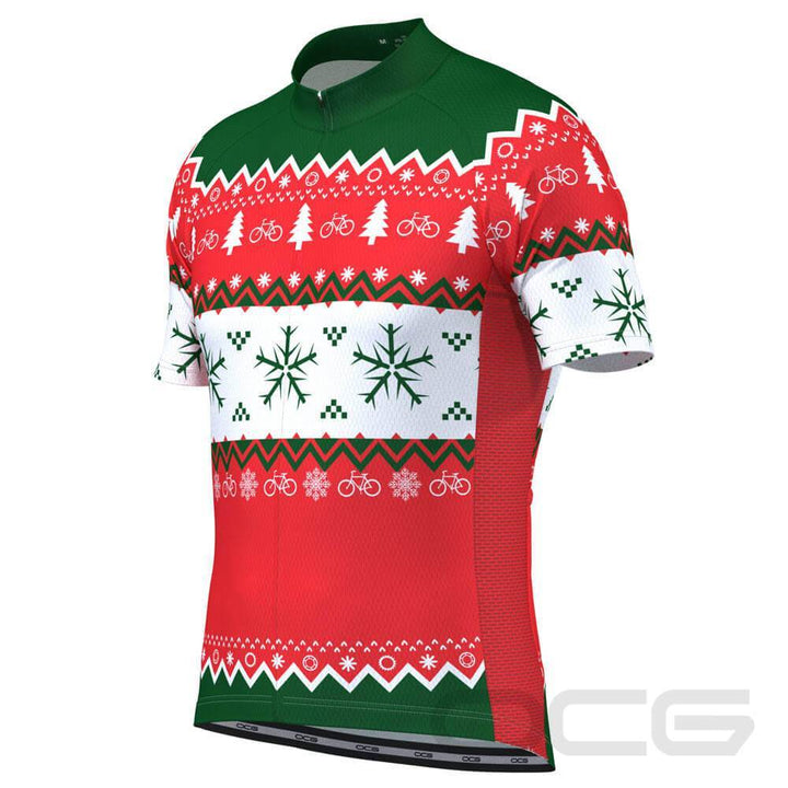 Men's Ugly Christmas Sweater Short Sleeve Cycling Jersey