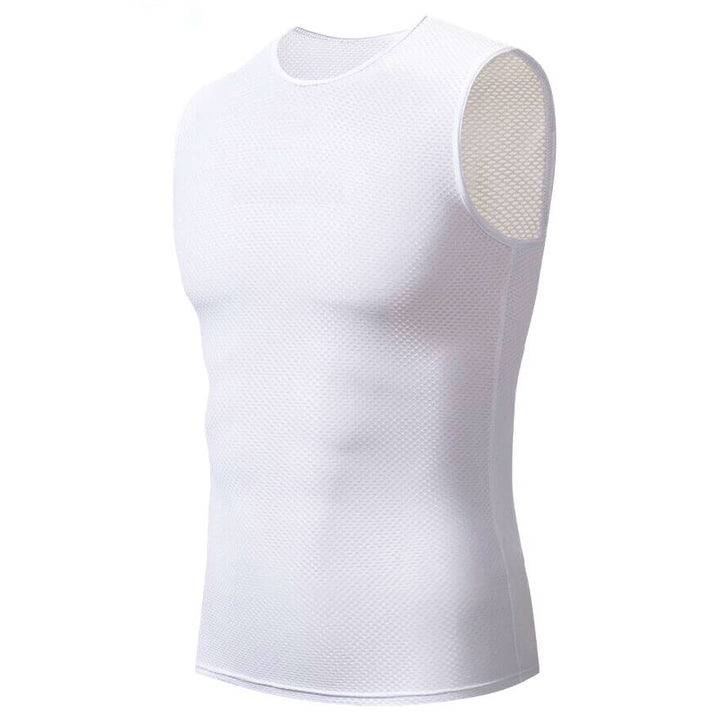 Men's White Mesh Sleeveless Cycling Base Layer