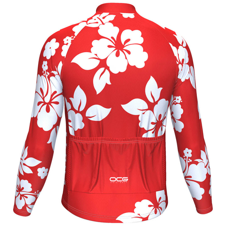 Men's Hawaiian Shirt Aloha Floral Long Sleeve Cycling Jersey