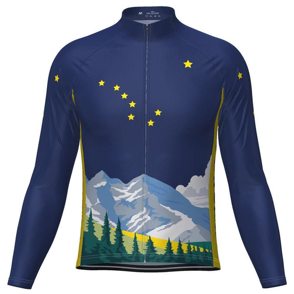 Men's Alaska Flag Long Sleeve Cycling Jersey