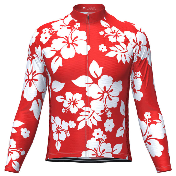 Men's Hawaiian Shirt Aloha Floral Long Sleeve Cycling Jersey