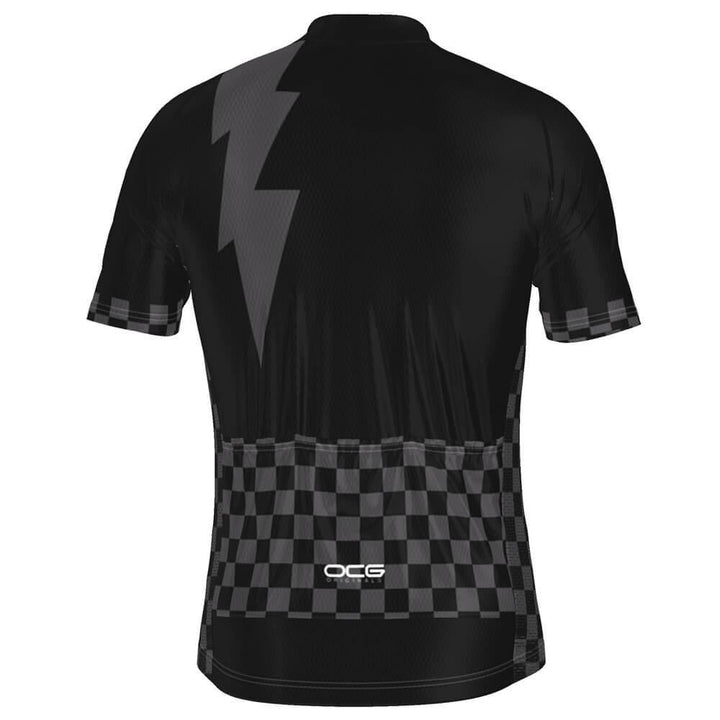 Men's Black Lightning Checkered Short Sleeve Cycling Jersey