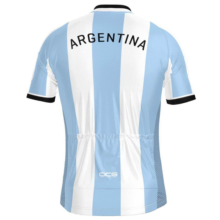 Men's Argentina Flag National Short Sleeve Cycling Jersey