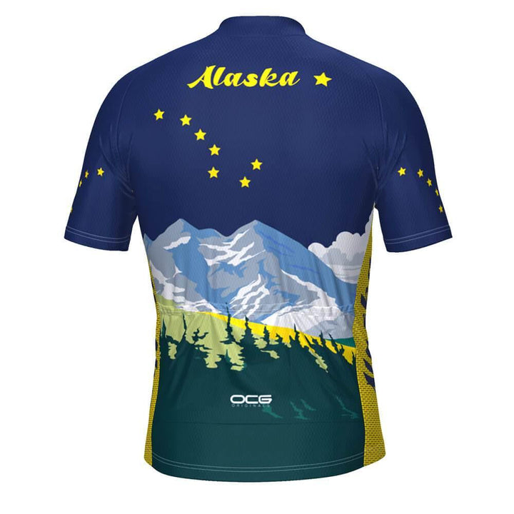 Men's Alaska Flag Short Sleeve Cycling Jersey